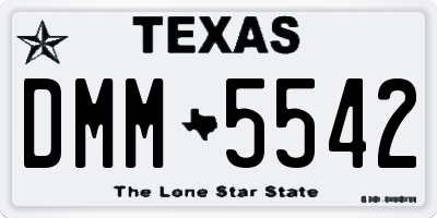 TX license plate DMM5542