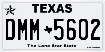 TX license plate DMM5602