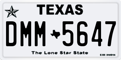 TX license plate DMM5647