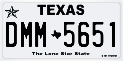 TX license plate DMM5651