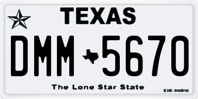 TX license plate DMM5670