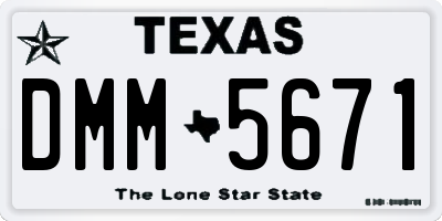 TX license plate DMM5671