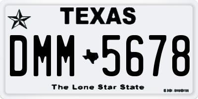 TX license plate DMM5678