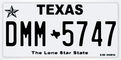 TX license plate DMM5747