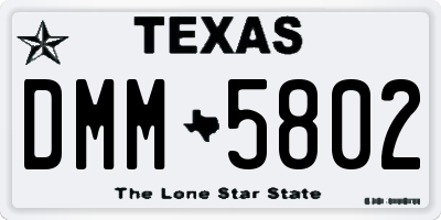 TX license plate DMM5802