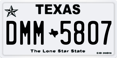 TX license plate DMM5807