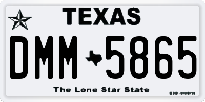 TX license plate DMM5865