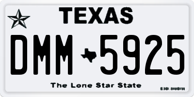 TX license plate DMM5925