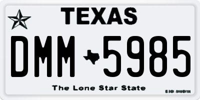 TX license plate DMM5985
