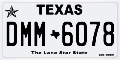 TX license plate DMM6078