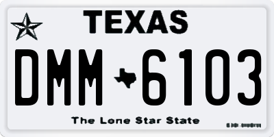 TX license plate DMM6103