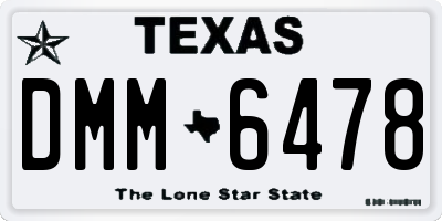TX license plate DMM6478