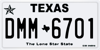 TX license plate DMM6701