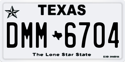 TX license plate DMM6704