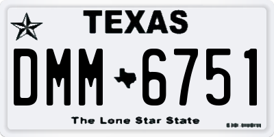 TX license plate DMM6751