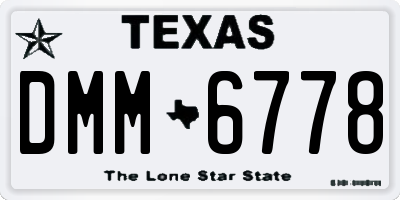 TX license plate DMM6778