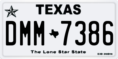 TX license plate DMM7386