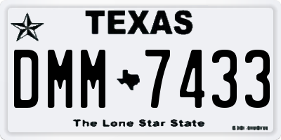 TX license plate DMM7433