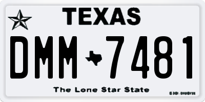 TX license plate DMM7481