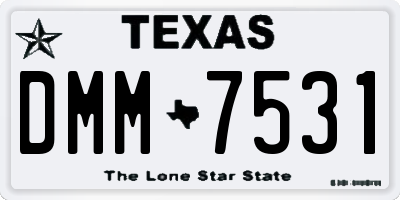 TX license plate DMM7531