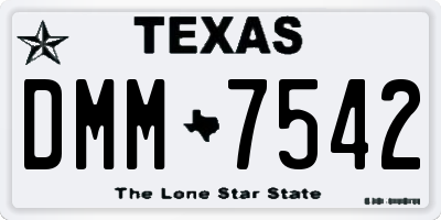 TX license plate DMM7542