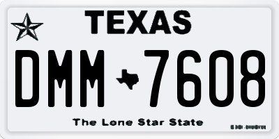 TX license plate DMM7608