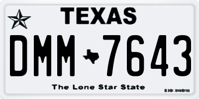 TX license plate DMM7643