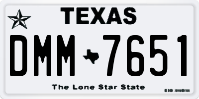 TX license plate DMM7651