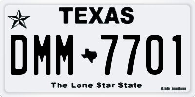 TX license plate DMM7701