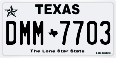 TX license plate DMM7703
