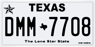 TX license plate DMM7708