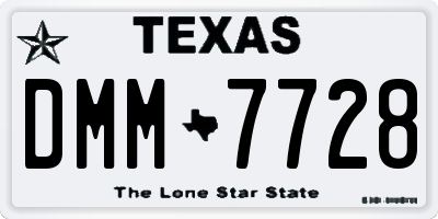 TX license plate DMM7728