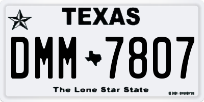 TX license plate DMM7807