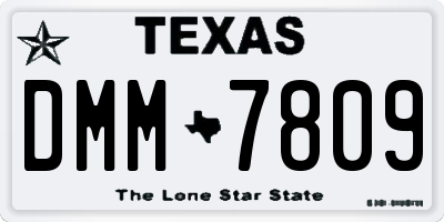 TX license plate DMM7809
