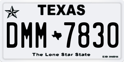 TX license plate DMM7830