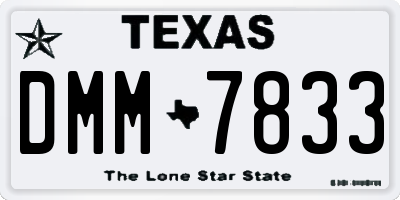 TX license plate DMM7833