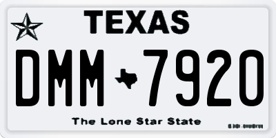 TX license plate DMM7920