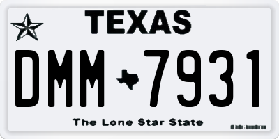 TX license plate DMM7931