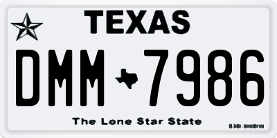TX license plate DMM7986