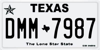 TX license plate DMM7987