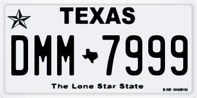 TX license plate DMM7999