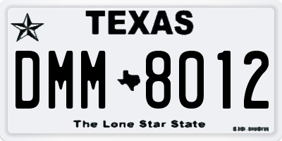 TX license plate DMM8012