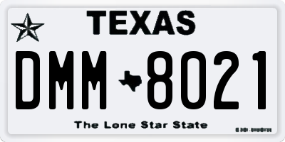 TX license plate DMM8021