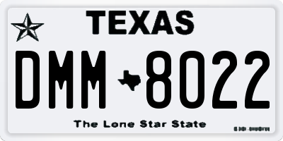 TX license plate DMM8022