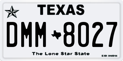 TX license plate DMM8027