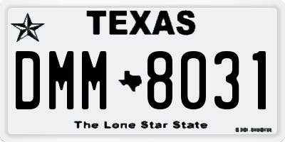 TX license plate DMM8031