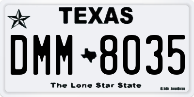 TX license plate DMM8035