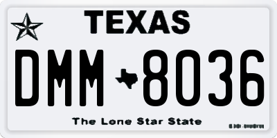 TX license plate DMM8036