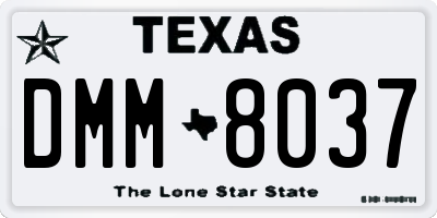 TX license plate DMM8037