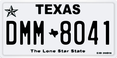 TX license plate DMM8041